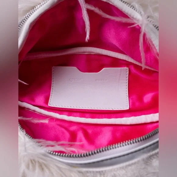 ✨✨✨HOST PICK✨✨✨ OFF-WHITE Leather & Ostrich Feathers Bum Bag Large Pre-Owned - Picture 8 of 12